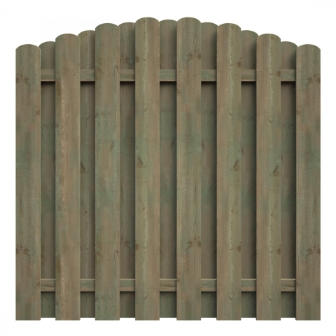 Bohlenzaun Boleo rund Kiefer kdi gr&uuml;n 180x180/160cm