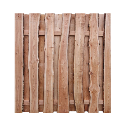 Bohlenzaun Rustic 180x180cm aus Lrche natur aus unbesumten, sgerauen Bohlen