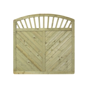 Massivzaun Venetien 180x180-160cm Rundbogen mit Sprossen aus Fichte kdi gr&uuml;n