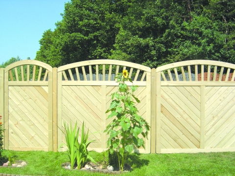 Massivzaun Venetien 180x180-160cm Rundbogen mit Sprossen aus Fichte kdi gr&uuml;n