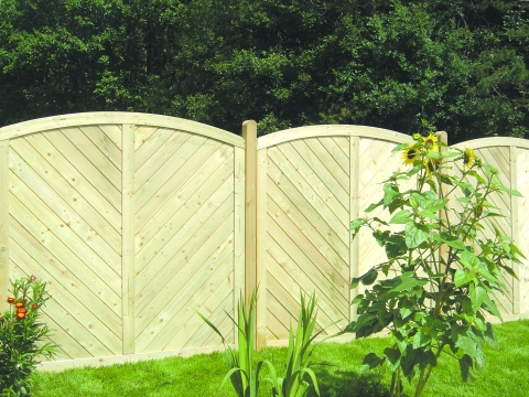 Massivzaun Piemont 180x180-160cm Rundbogen geschlossen aus Fichte kdi gr&uuml;n