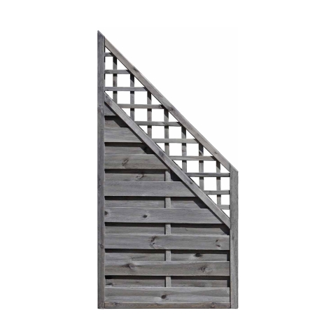 Dichtzaun Mailand Abschluss 90x180-90cm Kiefer kdi grau mit Rankgitter