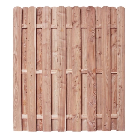 Bohlenzaun Barin Rundkopf HOCH gerade L&auml;rche natur 180x200 cm