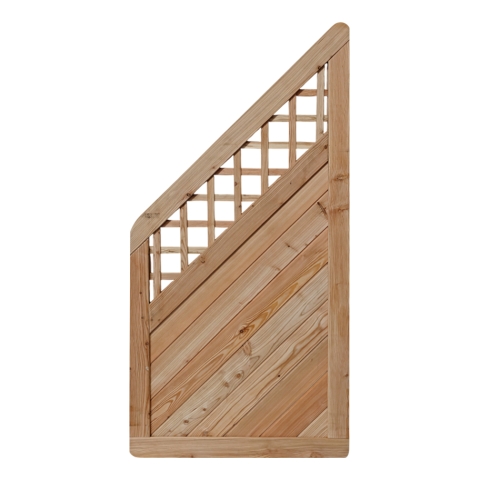 Massivzaun Privora 90x180-90cm mit Gitter L&auml;rche natur